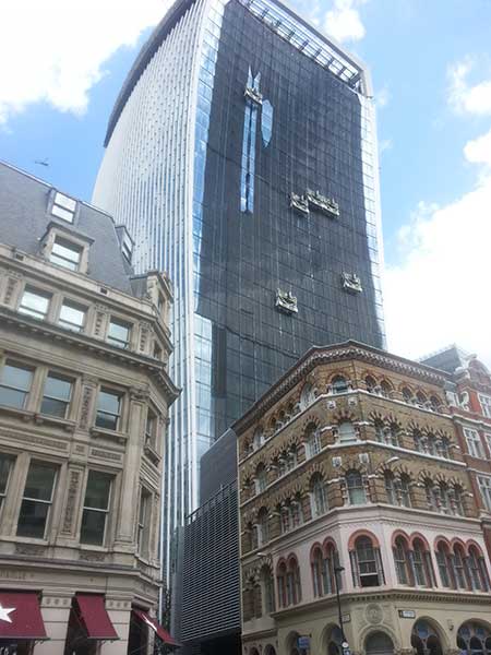 suspended access platfroms for Walkie Talkie building facade access