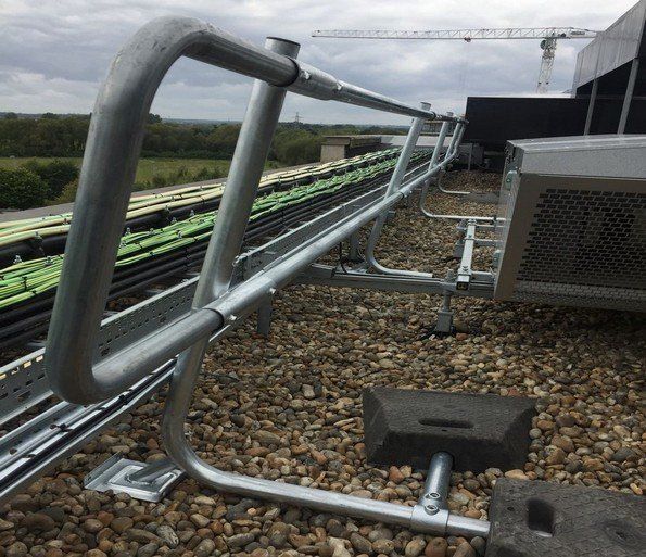 Edge fall protection railings