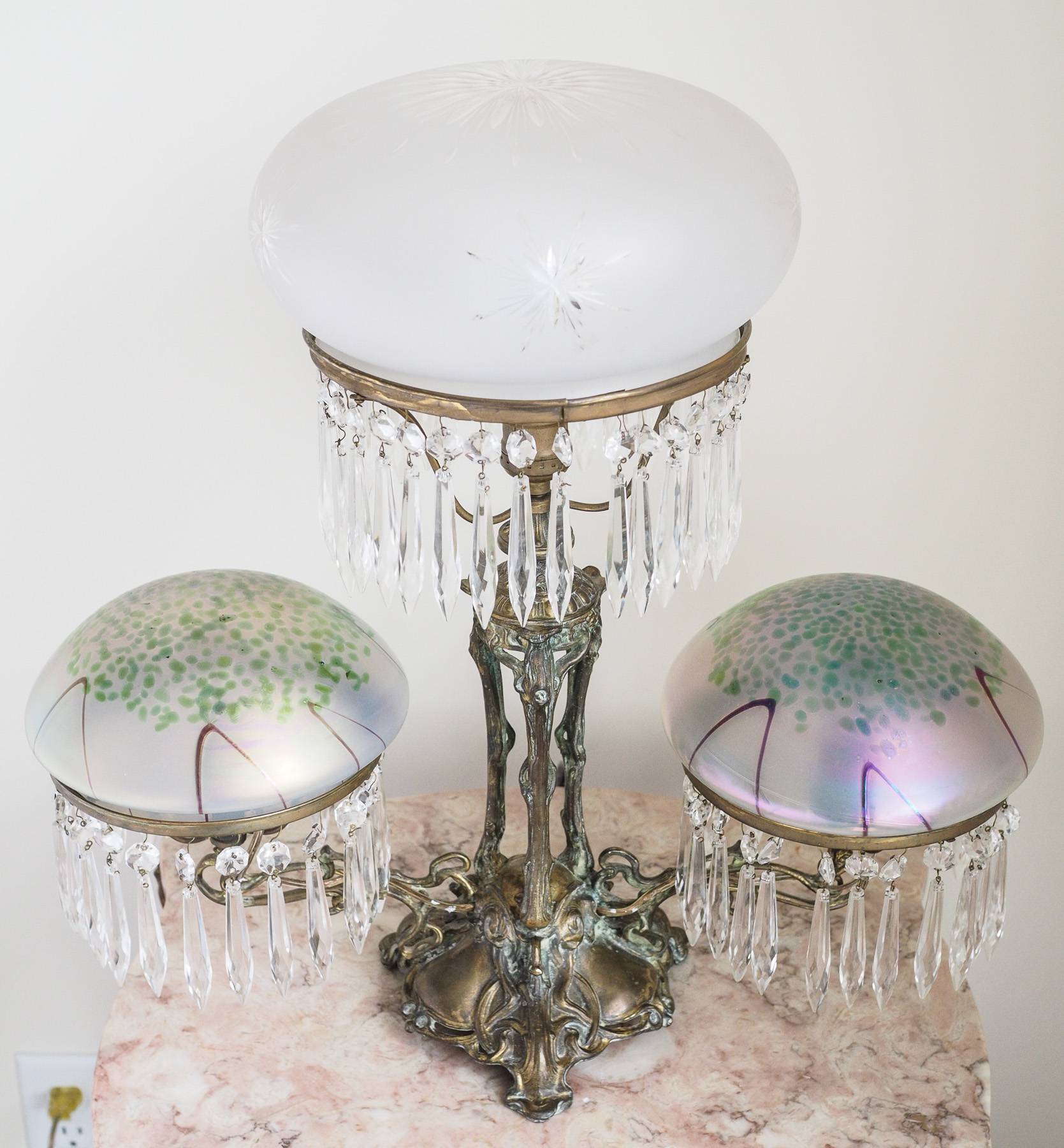 glass lamp on small table