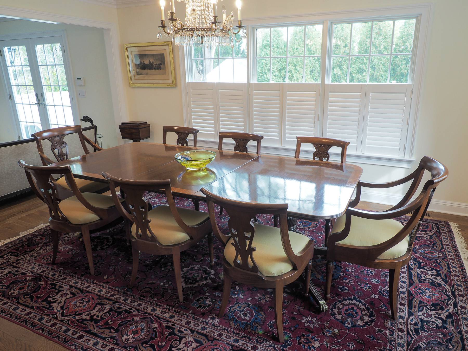 wooden dining table and chairs