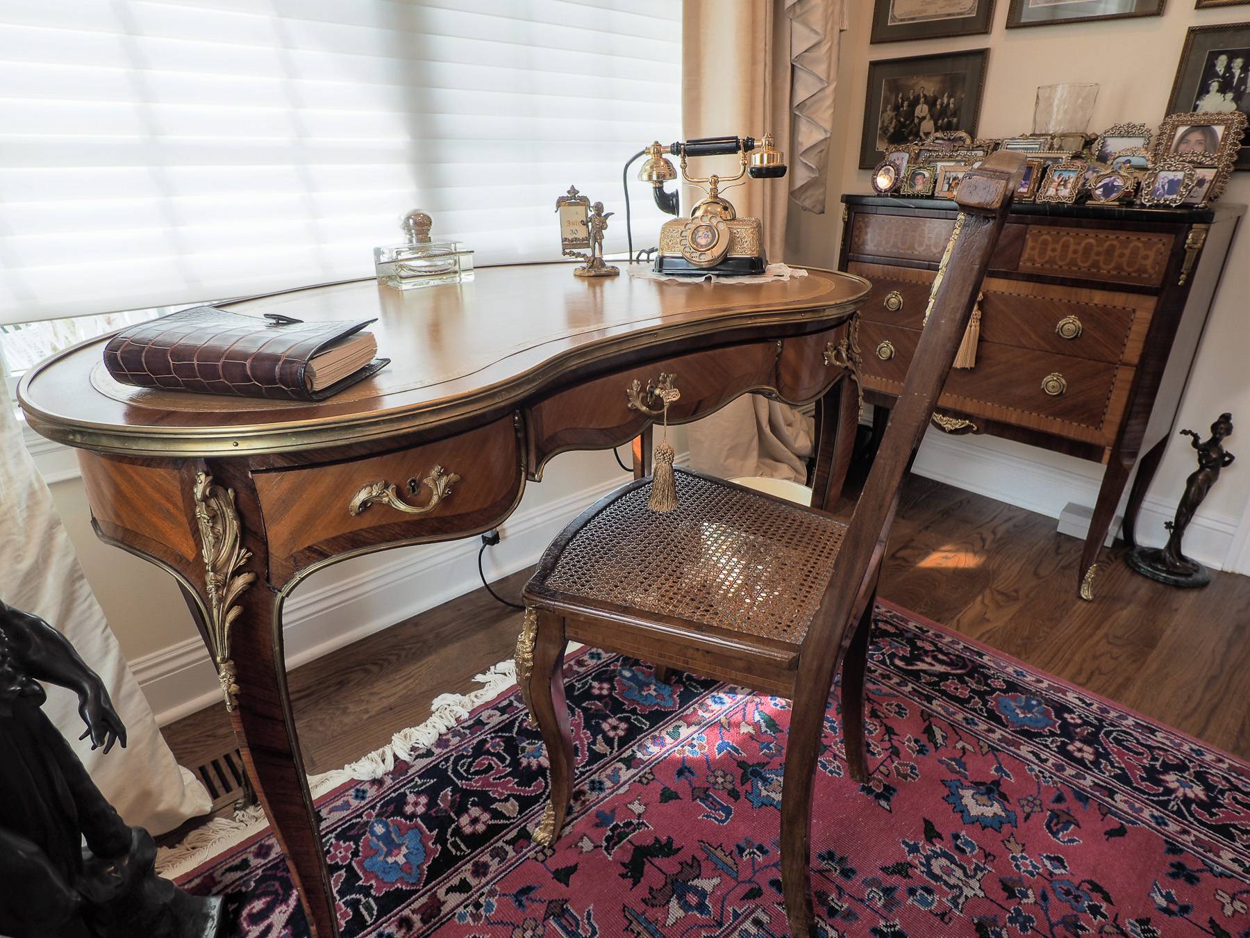 fancy wooden desk and chair