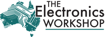 The logo for the electronics workshop has a map of australia on it.