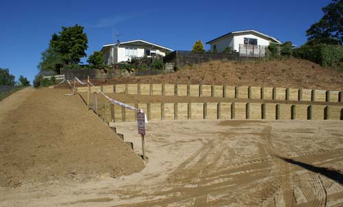 Newly built retaining fence