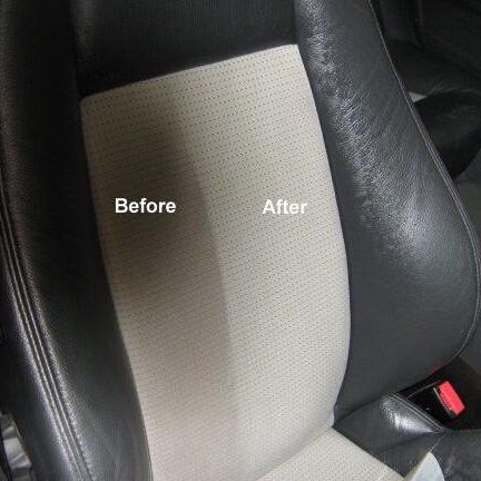 Blackmore Vale Valeting upholstery shampoo before and after.