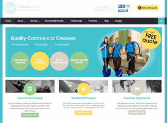 Why can't franchisors resist showing photos of themselves or franchisees? Commercial cleaning franchise recruitment website 1