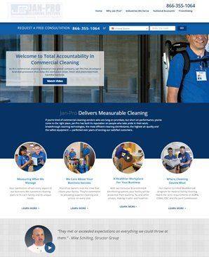 More like a franchise marketing website should be Commercial cleaning franchise recruitment website 7