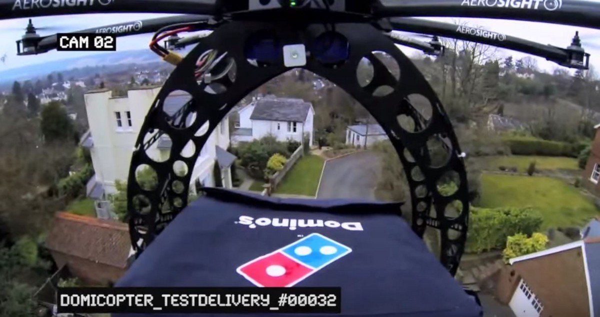 Dominos Dronecopter delivering pizza to English homes Dominos is also trialing drone home delivery
