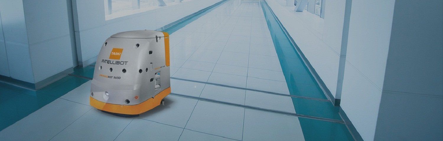Commercial cleaning robots can clean carpet and hardfloors Intellibot commercial cleaning robot