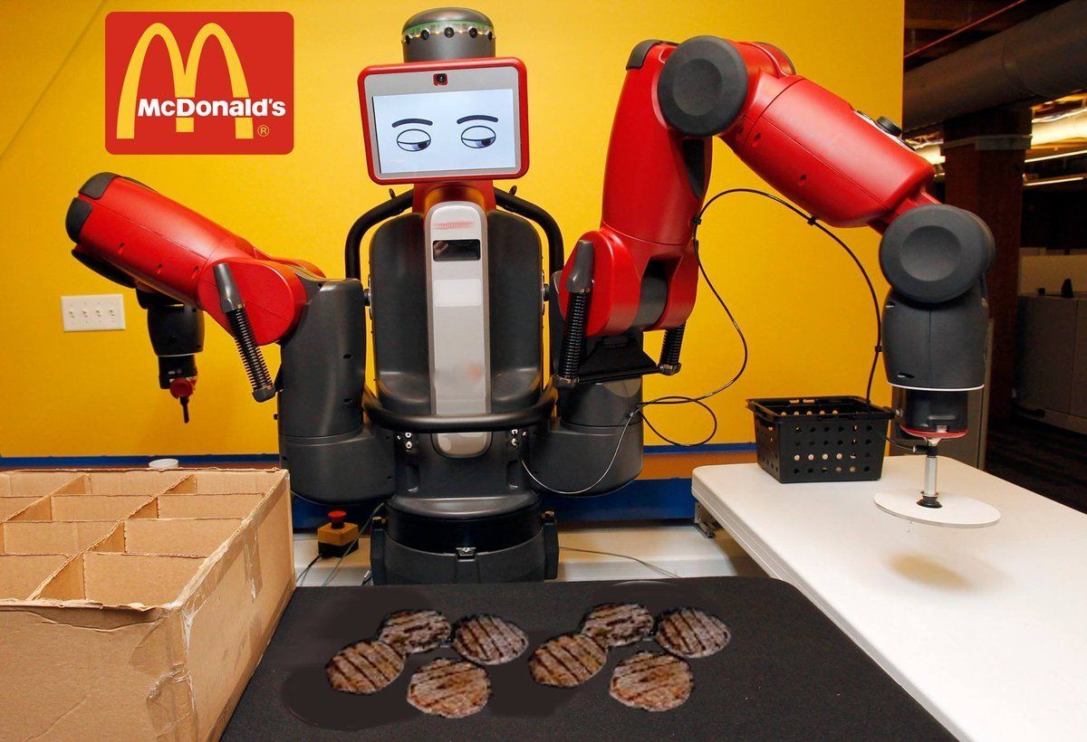 If robots can build a car, they can build a pizza or burger McDonalds food preparation robot