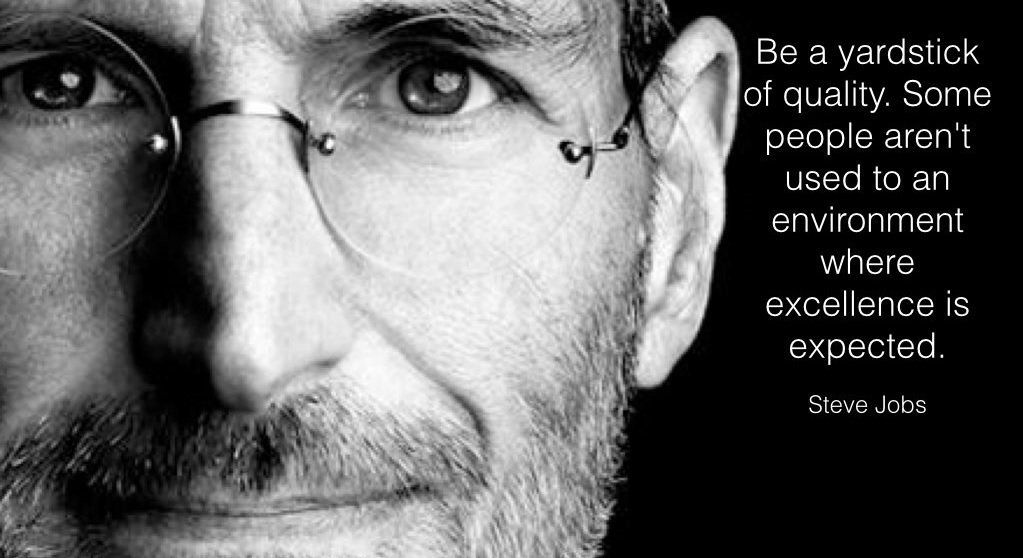 Create a business environment where excellence is expected Steve Jobs: Be a role model of quality