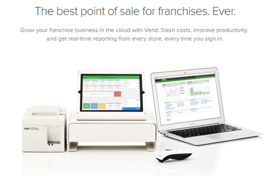 Ideal POS system for franchises because it enables real-time store reporting Vend point-of-sale software