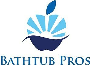 A logo for bathtub pros with an apple in the middle