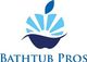 A logo for bathtub pros with an apple in the middle