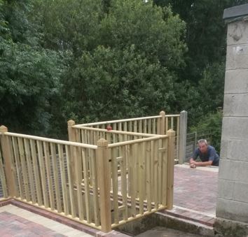 wooden balustrade under construction