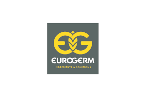 O logotipo dos ingredientes e soluções da eurogerm é amarelo e cinza.
