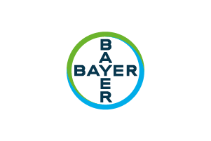 Um logotipo da bayer é mostrado em um fundo branco.