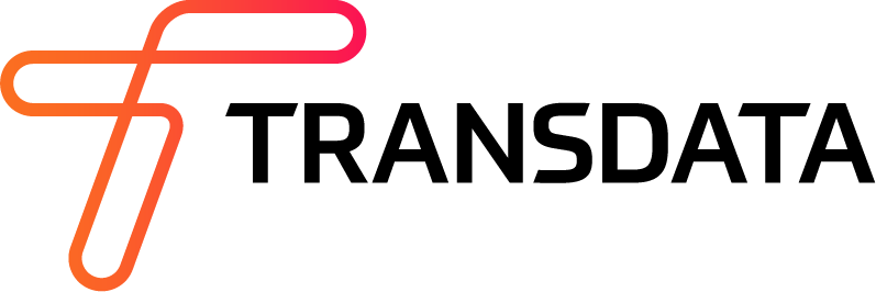 Um logotipo para transdata é mostrado em um fundo branco.