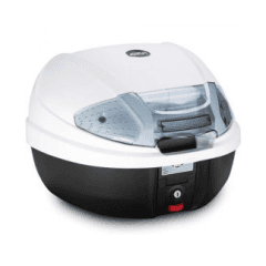 Bauletto Givi monolock con coperchio bianco, comprensivo di piastra e kit universale