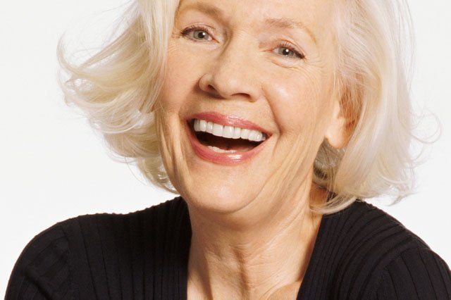mature woman happy mature woman in black top