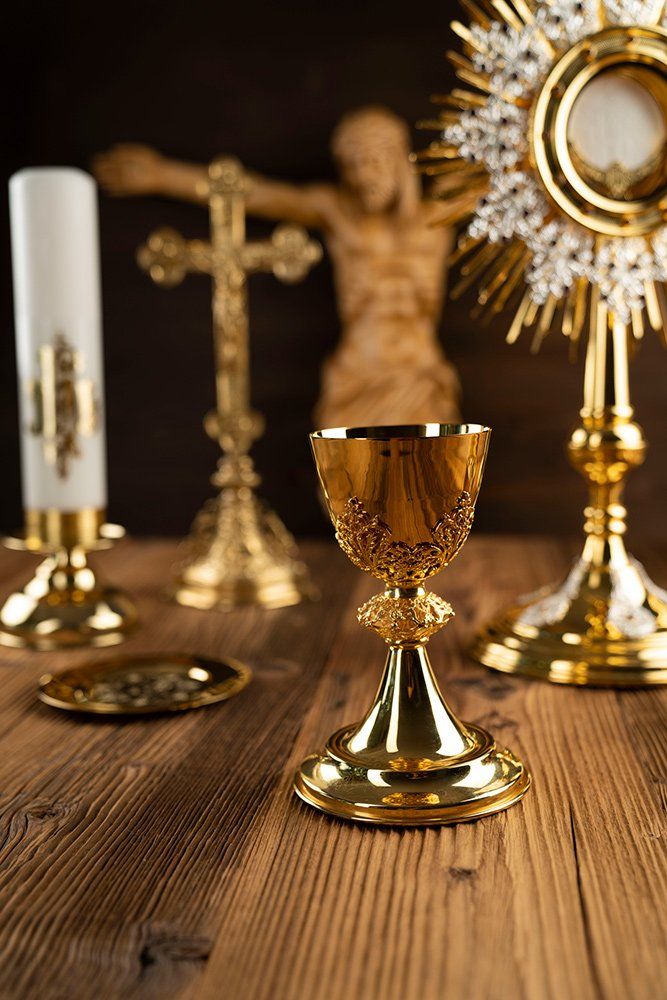 Golden Chalice on the Altar — Saint John, IN — Boric Religious Gift