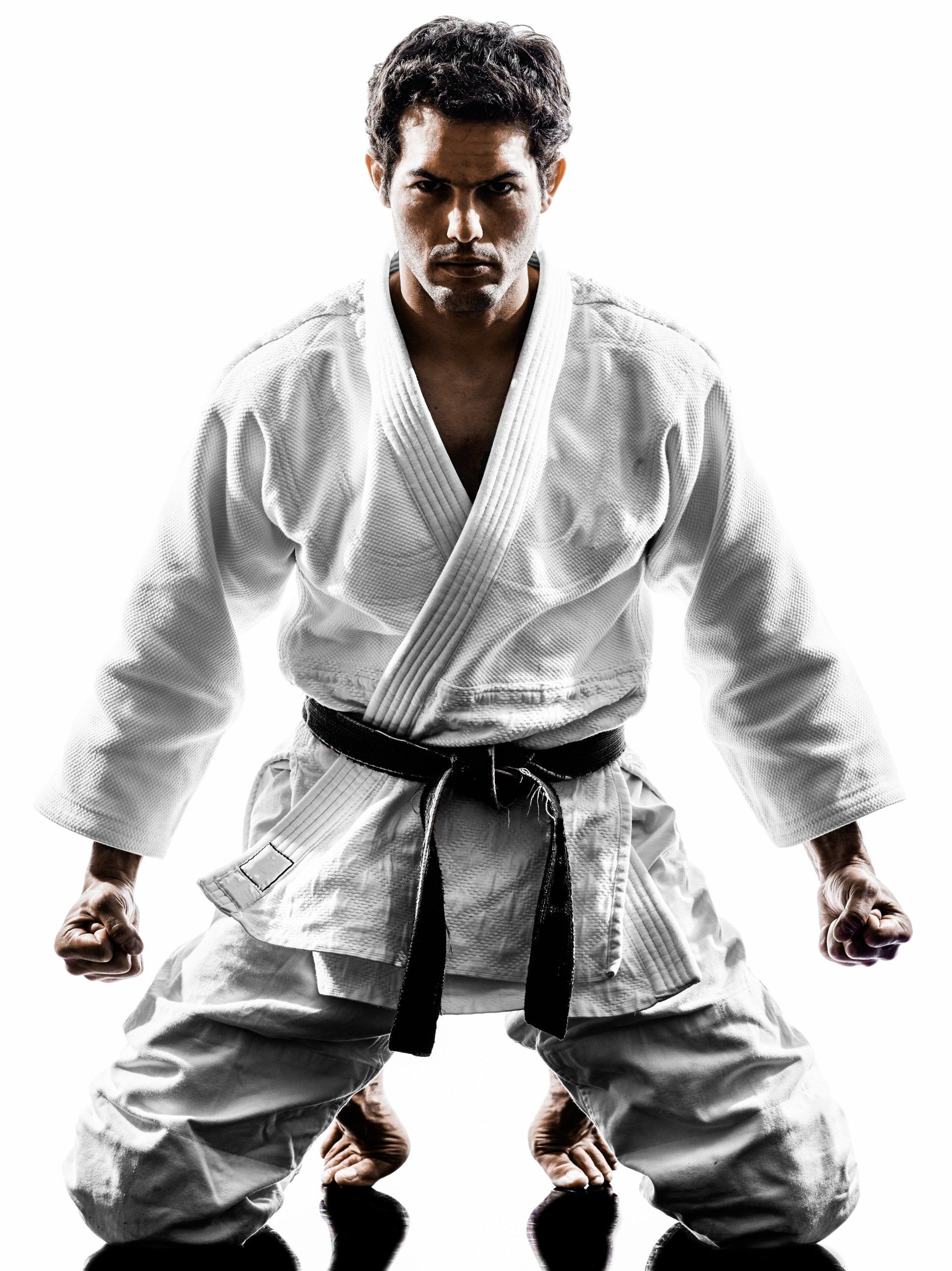 karate man wearing white karate clothes