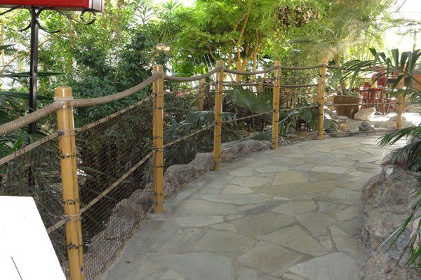 GRP fibreglass bamboo effect railing posts manufactured for Centre Parcs holiday parks by Henleycraft Ltd Portsmouth