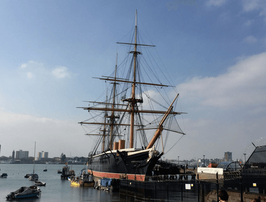 HMS Warrior historic warship Portsmouth harbour - GRP replica components manufactured by Henleycraft Ltd