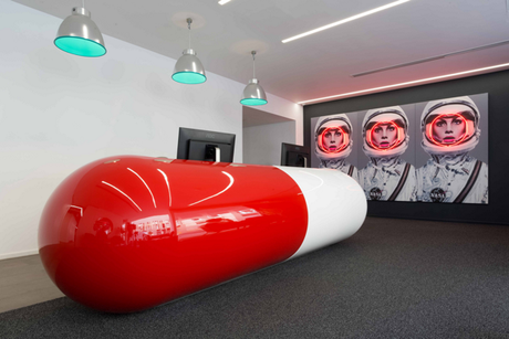 Bespoke GRP fibreglass shell panels for reception desk manufactured by Henleycraft Ltd Portsmouth