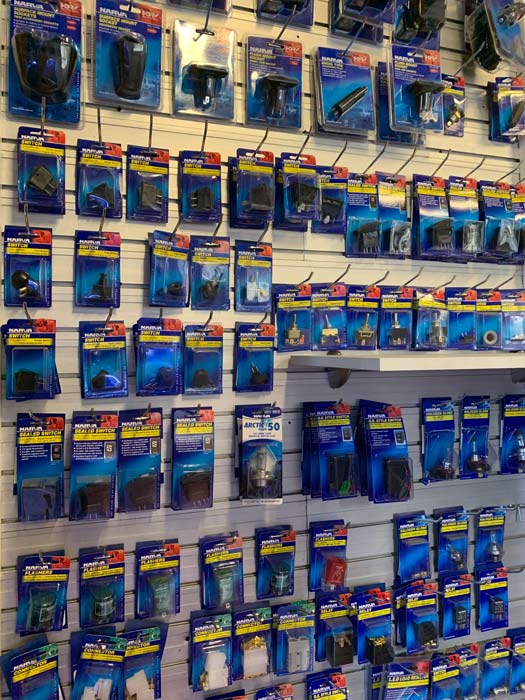 wall of auto electrical products