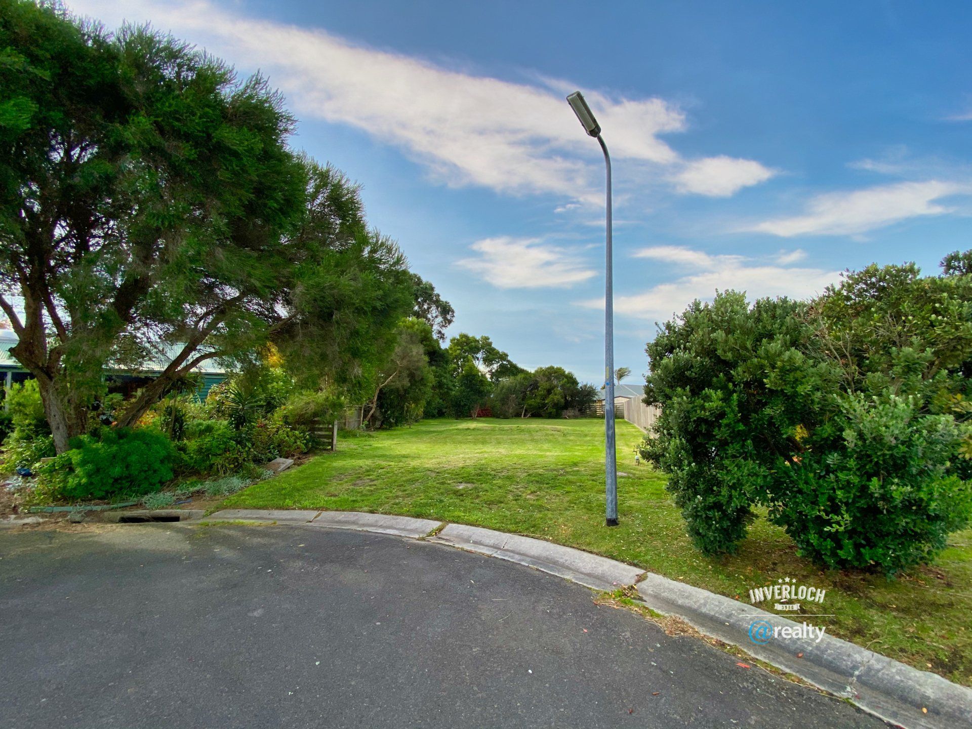 A street with trees and bushes on the side of it