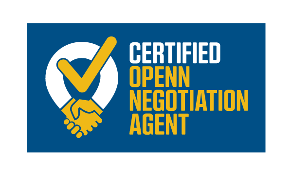 A blue sign that says certified openn negotiation agent