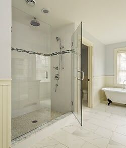 Frameless shower door 2 - glass installation in Rockport, ME Frameless shower door 2 - glass installation in Rockport, ME