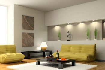 Interior room with contemporary plastering