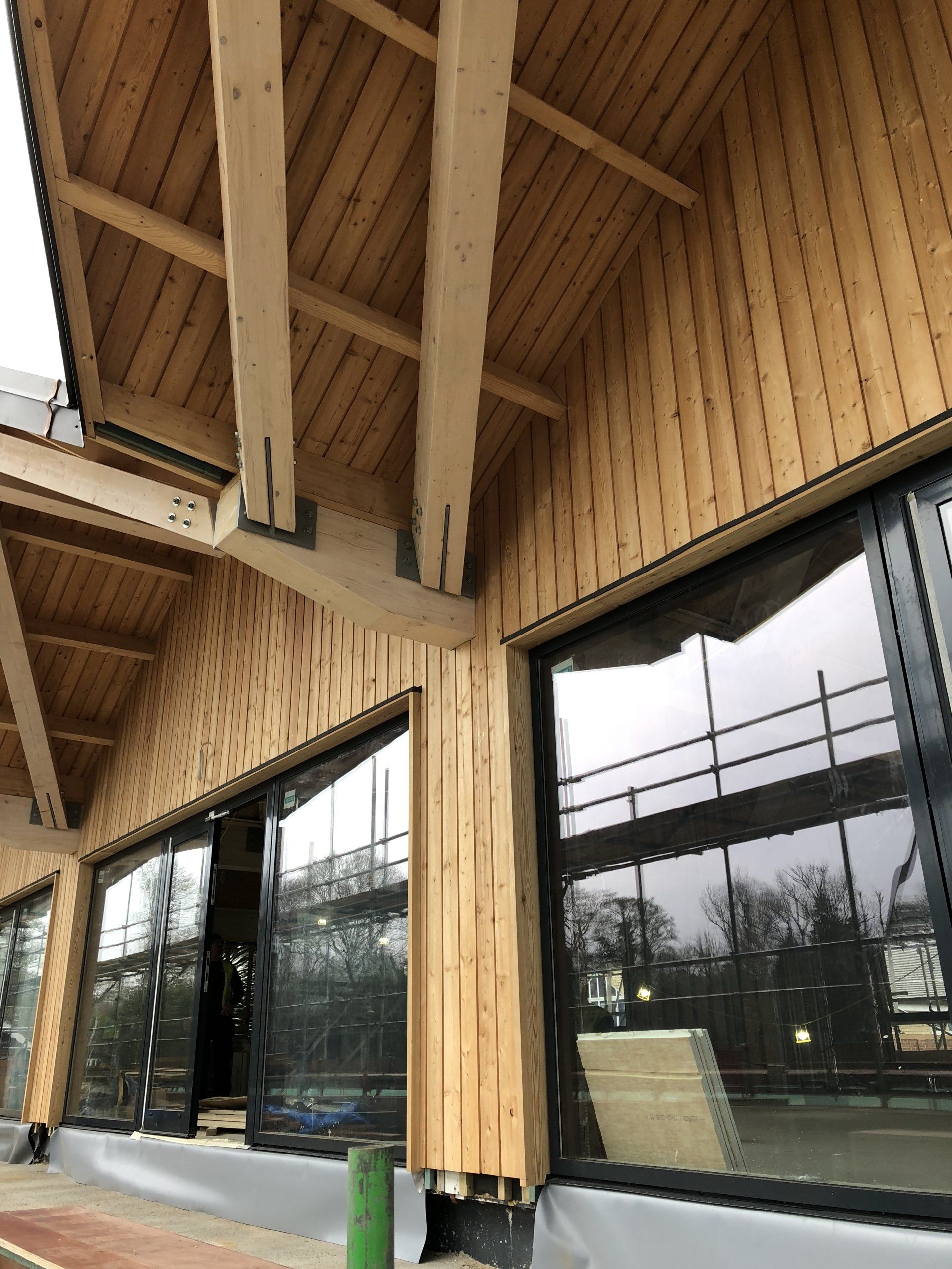 Cedar Cladding, Cranleigh Classrooms, Surrey. Builder. Building contractor. Construction. Carpentry. Carpentry contractor. Extensions. New builds. Timber frame fabrication and erection. Design and build. Kitchen installations. Horsham. Surrey. Reigate. Redhill. Dorking. Crawley. West Sussex. Cranleigh.
