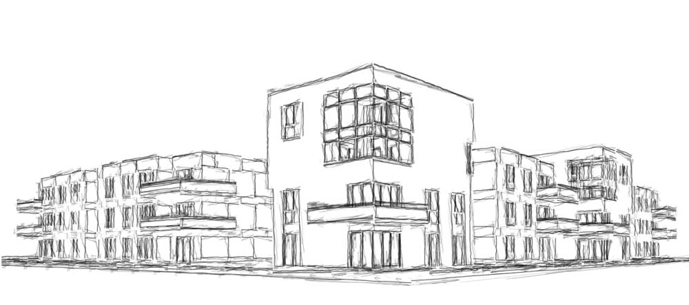 Handskizze Architekturvisualisierung