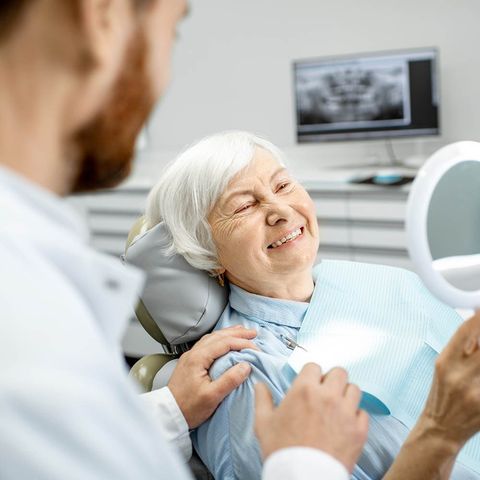 Senior Woman and a Dentist — Hickory, NC — McDonald Family Dentistry Senior Woman and a Dentist — Hickory, NC — McDonald Family Dentistry