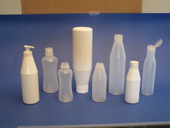 various polyethylene bottles in different sizes