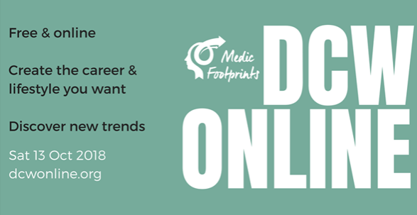 DCWOnline advert for conference: Laura Blackburn from Transition Solutions speaking at Medic Footprints International online conference.