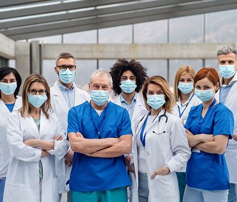 Group of Doctors with Face Masks — Benton County Health Department — Warsaw, MO Group of Doctors with Face Masks — Benton County Health Department — Warsaw, MO