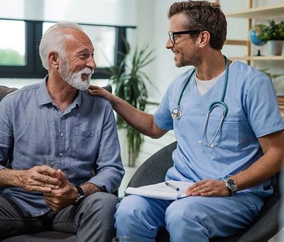 Doctor Checks Older Patient in His House — Benton County Health Department — Warsaw, MO Doctor Checks Older Patient in His House — Benton County Health Department — Warsaw, MO