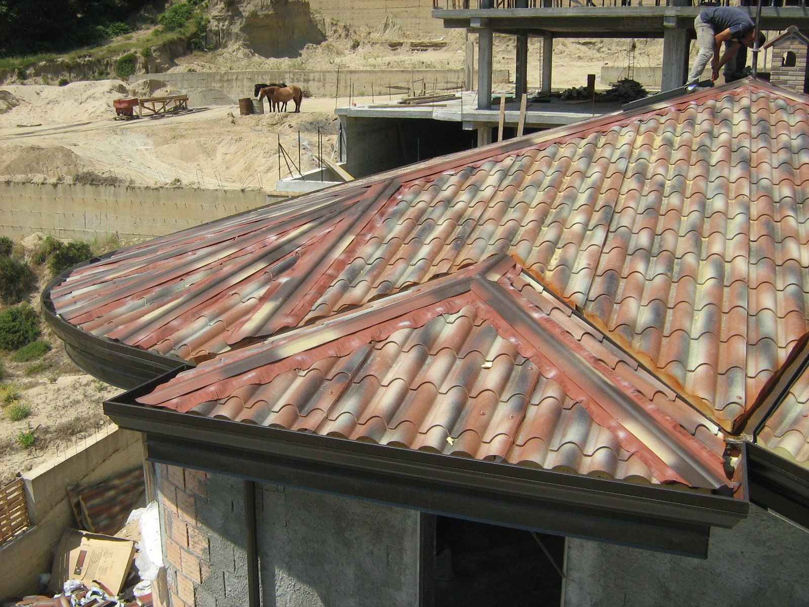 vista dall`alto di un tetto