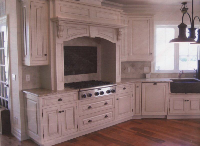 Luxury granite kitchen countertop with custom range surround