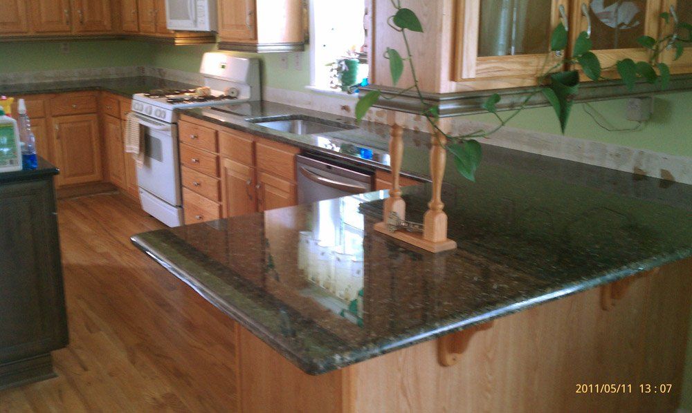Granite kitchen island countertop installation