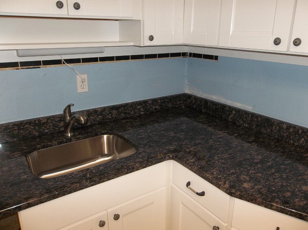 Tan brown granite kitchen countertop installation