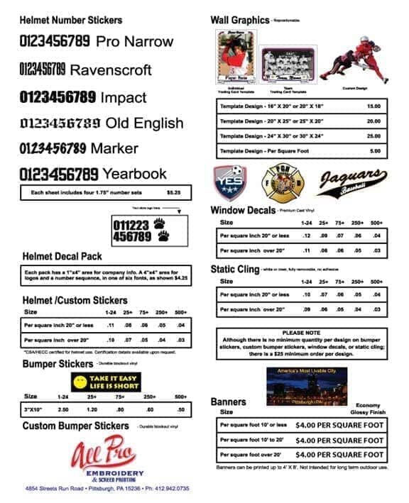 Banners, decals, stickers — Custom Apparel Pittsburgh, PA Banners, decals, stickers — Custom Apparel Pittsburgh, PA