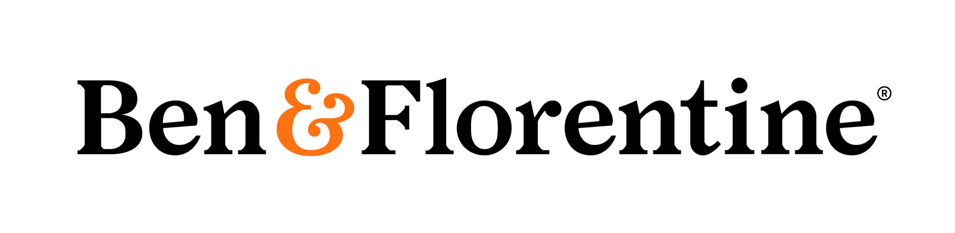 Logo Ben & Florentine avec une esperluette orange.