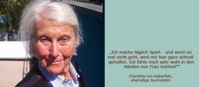 Ein Bild einer älteren Frau neben einem Zitat von Charlotte von Laberfeld