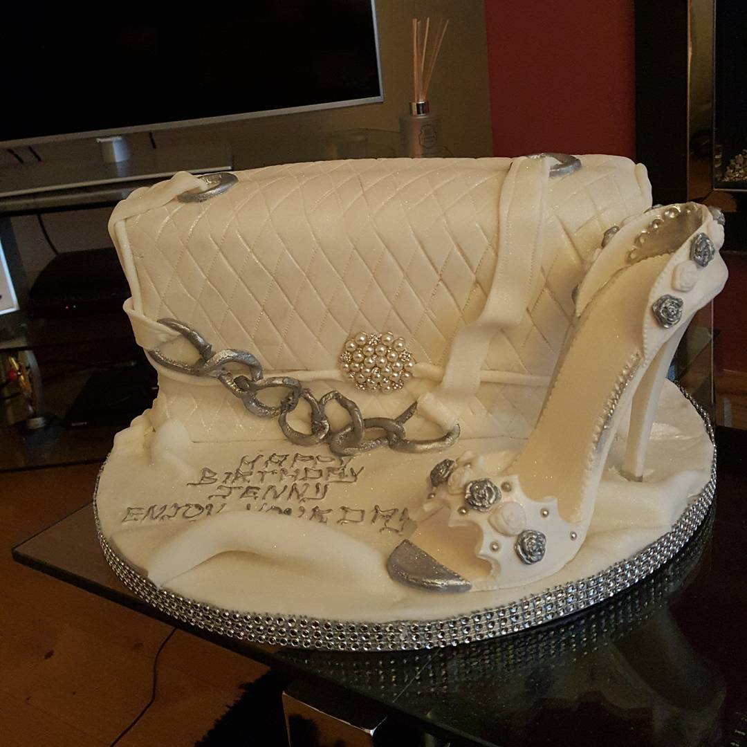 women's birthday cake with purse and shoe
