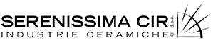 Serenissima Cir industrie ceramiche logo con testo nero ed emblema geometrico stilizzato
