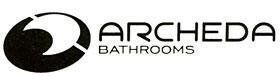 Logo di Archeda Bathrooms con un tratto stilizzato nero e testo su sfondo bianco.